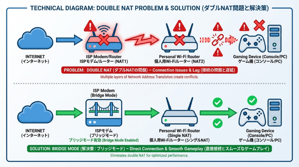 二重NAT(二重ルーター)が発生するネットワーク構成の図解