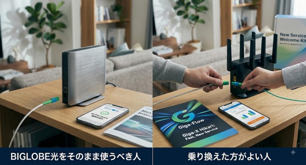 BIGLOBE光をそのまま使うべき人・乗り換えた方がよい人